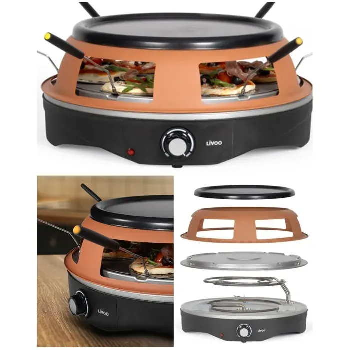 Four à pizza - LIVOO - 1200W - Pour 6 personnes - Plateau amovible 26 cm - Thermostat ajustable
