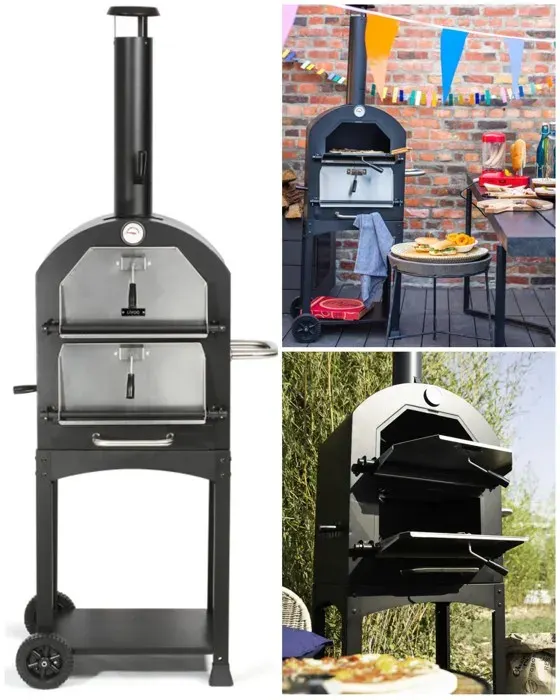 Four à pizza - LIVOO - Double grille - Acier peint - Thermomètre intégré - Pierre réfractaire