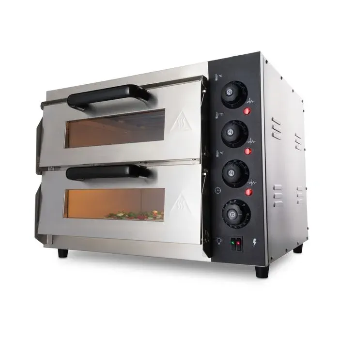 Four à Pizza Professionnel 2 Chambres – 2 x 40 cm – 3000W – Double Pierre