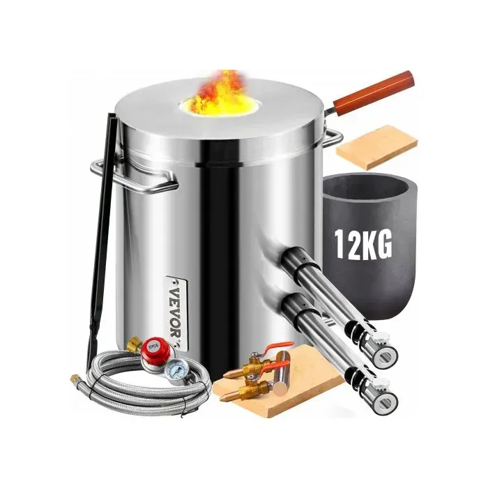 Four de Fusion à Gaz Capacité 12kg 1482℃ Four à Propane Fonderie 2 Fonction Fusion et Forgeage Kit de Four de Fusion de Métal