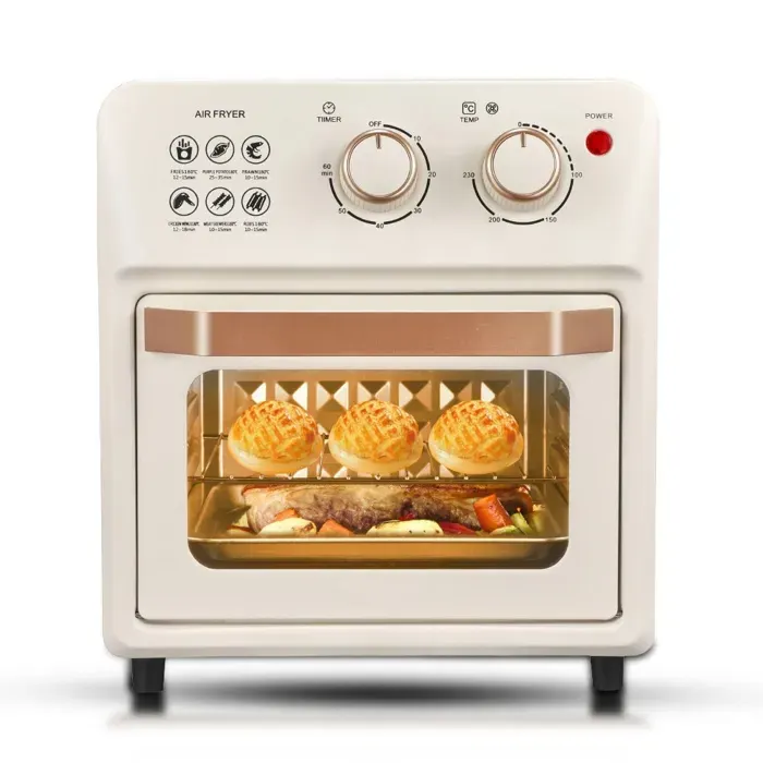 Four électrique 14 litres 1 250 W vitre de cuisson transparente commandes à boutons réglage de la température minuterie blanc
