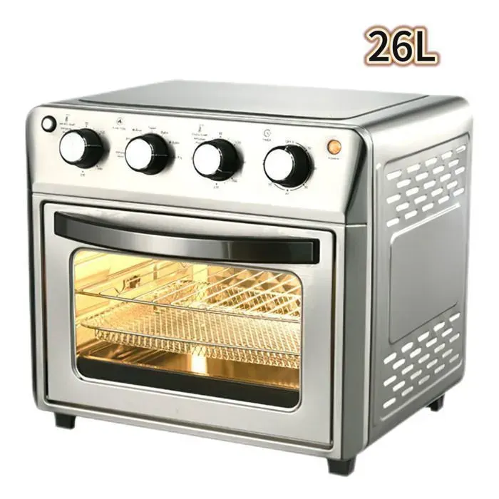 Four Électrique 26 L Friteuse à Air Chaud 6 en 1 Mini Four 1600W avec Minuterie de 60 Minutes 90 à 220°C