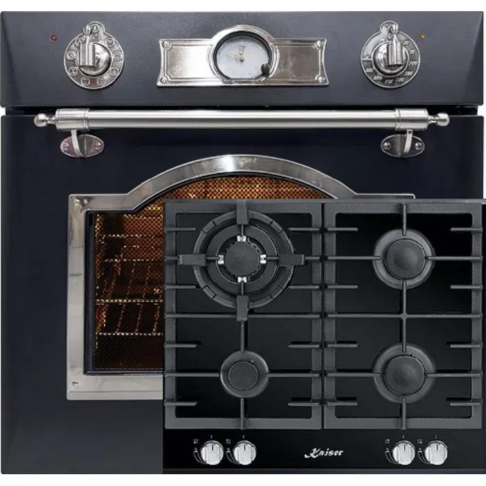 Four électrique - KAISER - EH 6355 Em Sil - 8 modes de cuisson - Table de cuisson gaz KCG 6380 - 4 foyers gaz