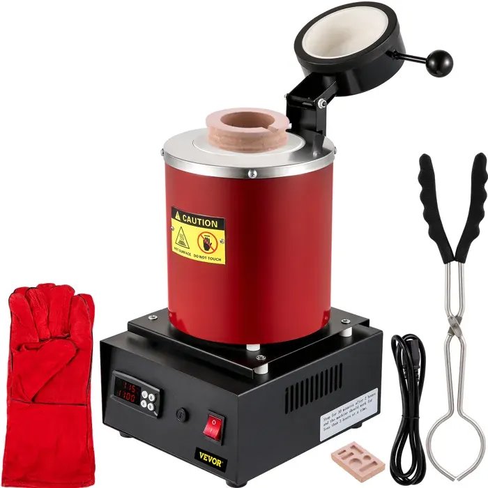 Four Électrique-VEVOR-1350 W-Four de Fusion dOr-Température Max. 1150 ℃-Creuset en Céramique 3 kg