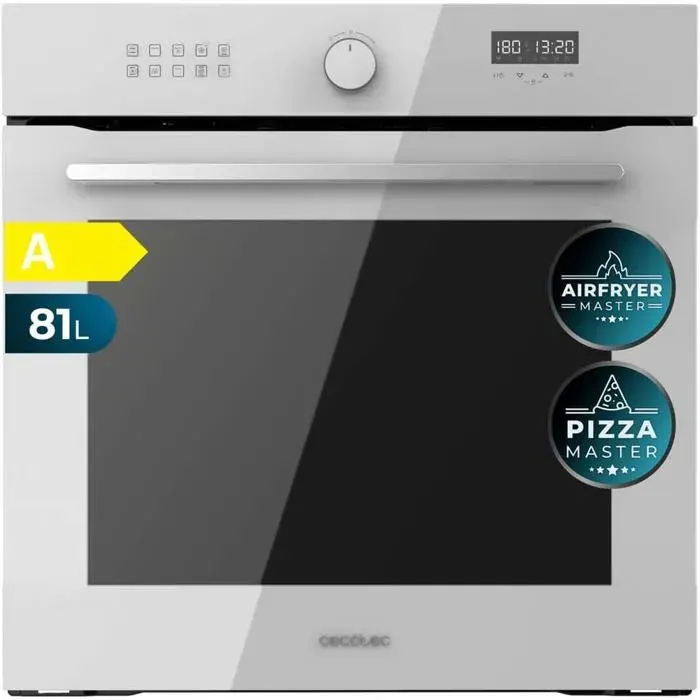Four encastrable blanc 81 L - Cecotec - 11 fonctions - 3400 W - Convection - Airfryer Master - Pizza Master