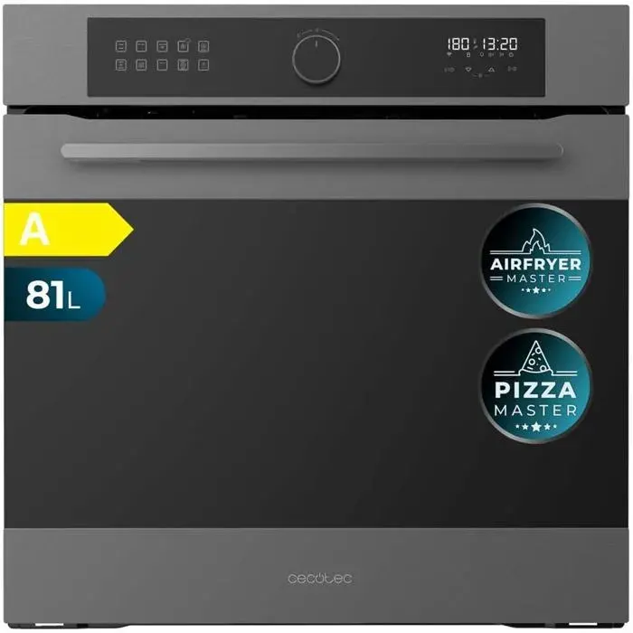 Four encastrable multifonction argent mat - Cecotec - 81 L - 3400 W - 11 fonctions - Airfryer Master - Pizza Master