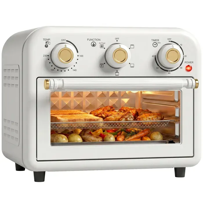 Four friteuse à air chaud - HOMCOM - 12 L - 1200 W - plaque de cuisson panier de friture - acier - 342 x 32 x 282 cm - crème