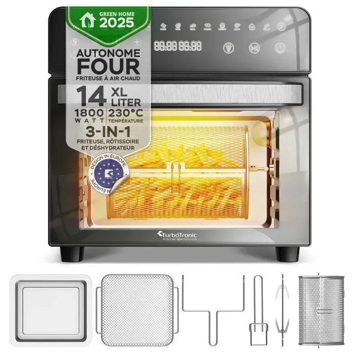 Four & friteuse à air chaud - TURBOTRONIC - AFO14 - 14 L - 1800 W - 50-230 °C