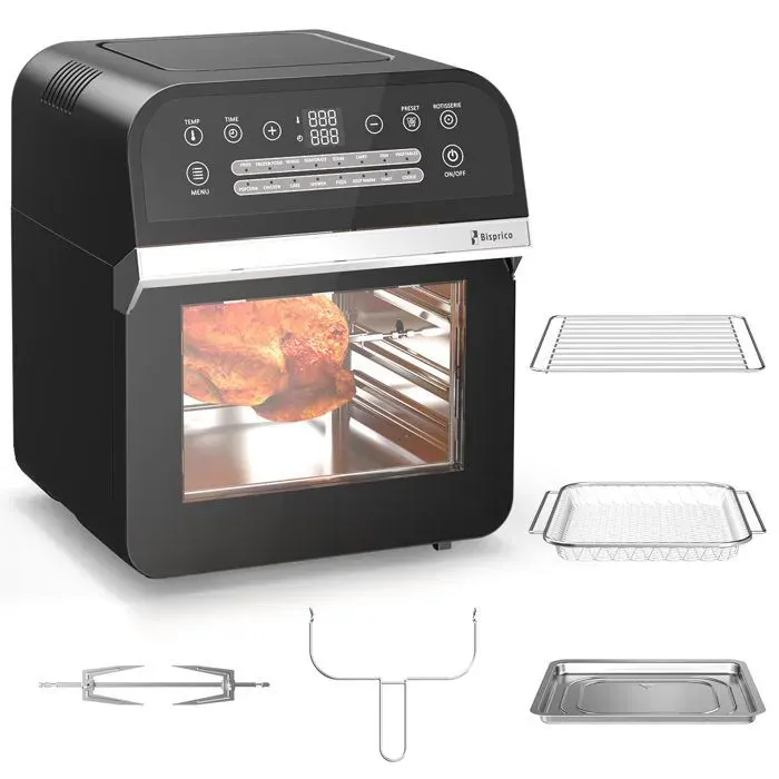 Four-Friteuse à Air mini four à air- HOMPANY - Mini Four Électrique 12L - 1600W - 16 Fonctions - Noir air frier