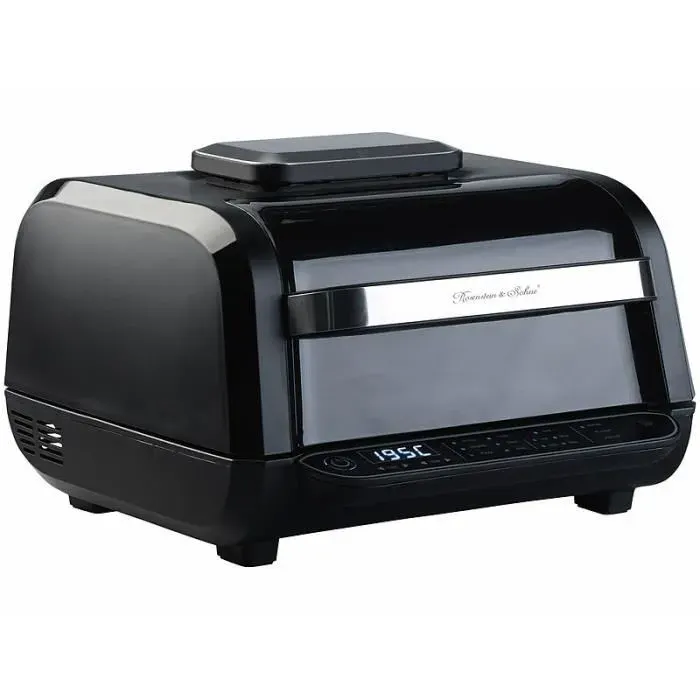 Four friteuse et gril à air chaud - 1700 W - Noir - 8 modes de cuisson - Fonction gril - Porte froide