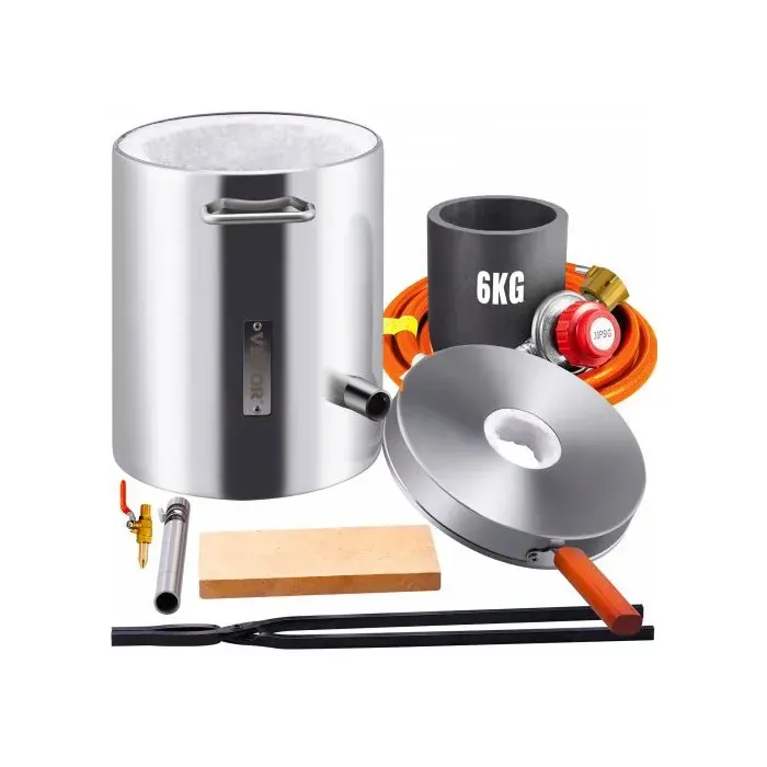 Four Fusion Gaz 6 kg 1482°C Four Propane avec Creuset Graphite pour Fondre Or Alu Argent Recyclage Ferraille