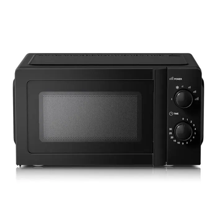 Four Micro-Ondes 20L 700W Rétro Noir 6 Niveaux de Puissance Compact Dégivrage Minuterie 0-30 min – V7