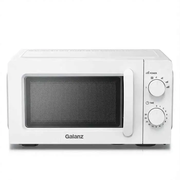 Four micro-ondes blanc 20 L 700 W 6 niveaux minuterie 30 min plateau verre pose libre