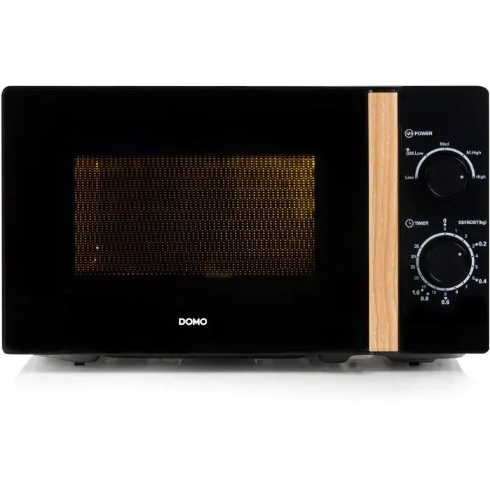 Four micro-ondes DOMO DO2820 - 20L - 700W - Minuterie 35mn - Fonction décongélation - L44 x P358 x H 258 cm - Noir finition bois