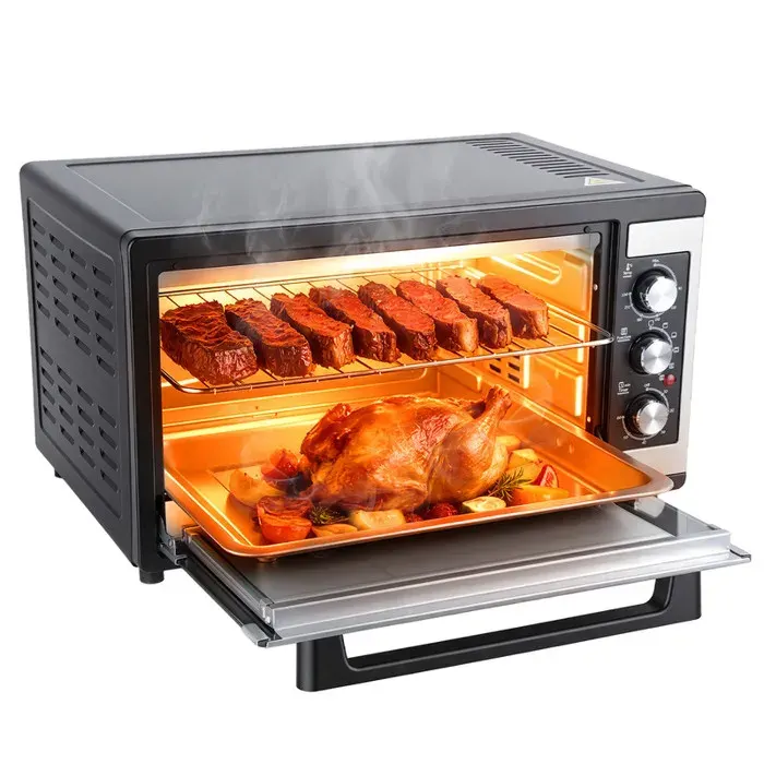 Four Posable 46L – FIANAO – Chaleur Tournante 1500W – 9 en 1 – Minuterie 60min – Structure Inox et Verre Trempé