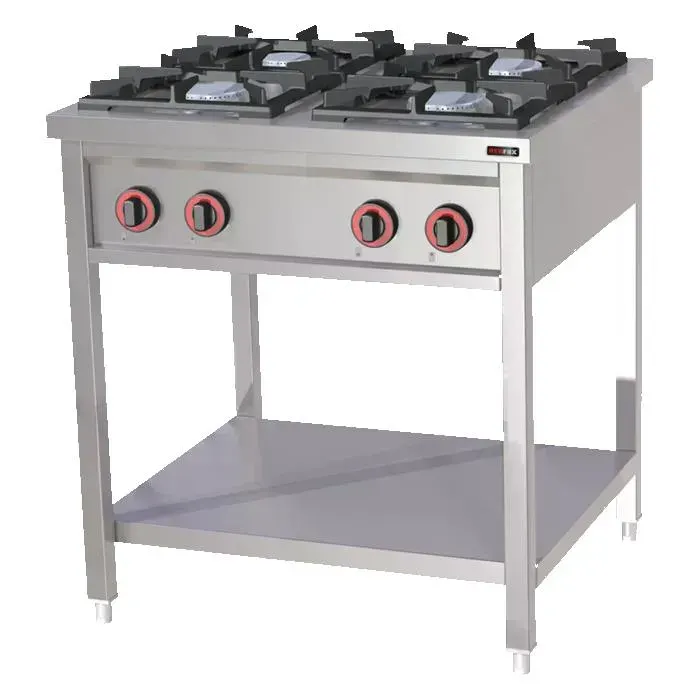 Fourneau à Gaz 4 à 6 Brûleurs sur Meuble - SPF G - Redfox - l800- L1- P700- h866- Acier Inoxydable