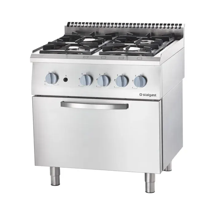 Fourneau à Gaz 4 Brûleurs (2x5 + 2x7) avec Four Électrique - G20 ou G30 - Stalgast - l800- L1- P700- h850- Acier Inoxydable