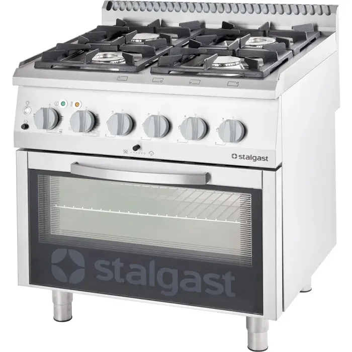 Fourneau à Gaz 4 Brûleurs (3.5 + 5 + 2.7) avec Four Électrique - G20 ou G30 - Stalgast - l800- L1- P700- h850