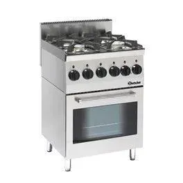 Fourneau sur four à gaz 4 feux vifs 190 kW - four électrique multifonction 22 kW - Bartscher