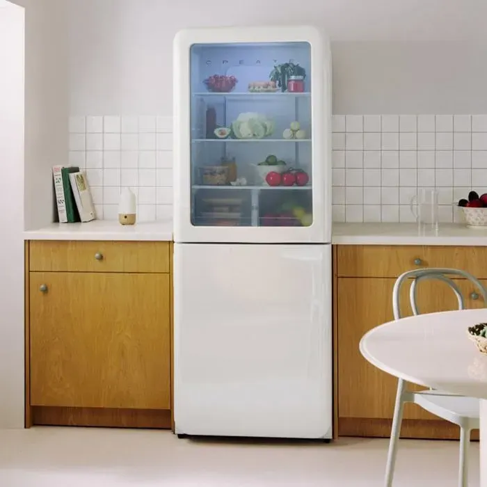 FRIDGE RETRO KNOCK KNOCK 401L - Réfrigérateur combiné No Frost 401 L avec fenêtre de visualisation au style rétro