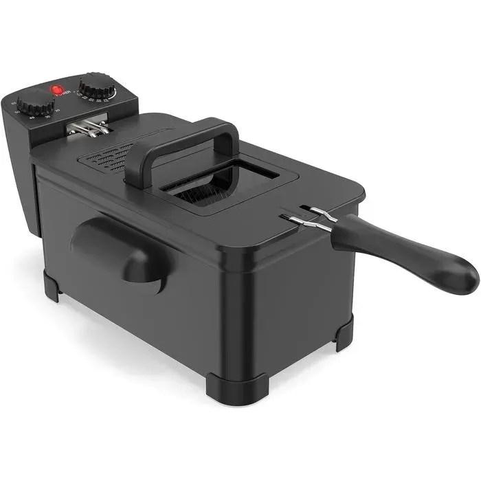Friteuse 2000 W Avec Thermostat 150-190 °C Minuterie Réservoir DHuile Amovible Fenêtre De Visualisation Et Protection Contre L