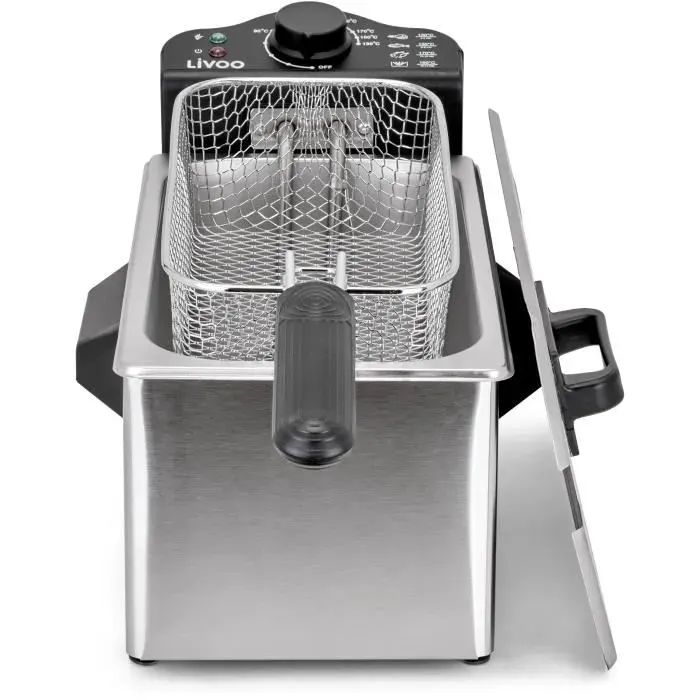 Friteuse 3 L - LIVOO - DOC216 - 2000W - 3L - Cuve amovible en acier inoxydable - Panier à friture amovible - Thermostat réglable
