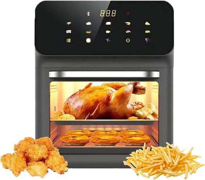 Friteuse à Air 12L Friteuse sans Huile avec Fenêtre de Visualisation avec Cloison Amovible Écran avec Tactile LED Multifonction