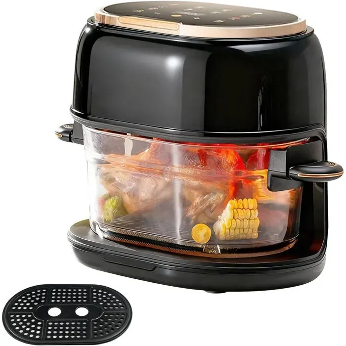 Friteuse À Air 5 L Panier En Verre Compatible Lave-Vaisselle Fenêtre De Contrôle & Écran Tactile 8 Programmes Intelligents Minu