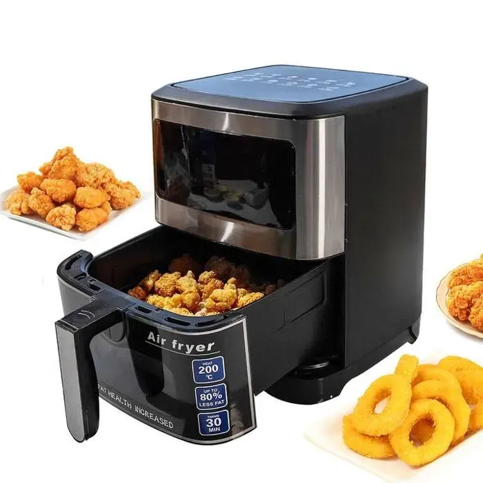 Friteuse À Air 6.8L Inox Sans Huile 1500W Écran Tactile Multifonction Cuisson Rapide Air Fryer Grande Capacité Température