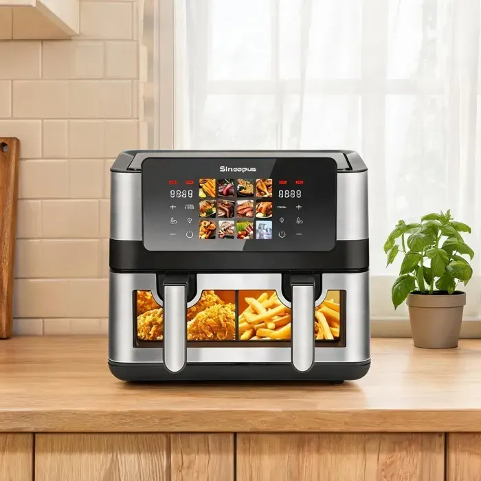 Friteuse à air 85 L double compartiment noir ABS+PC 12 programmes température 200°C max