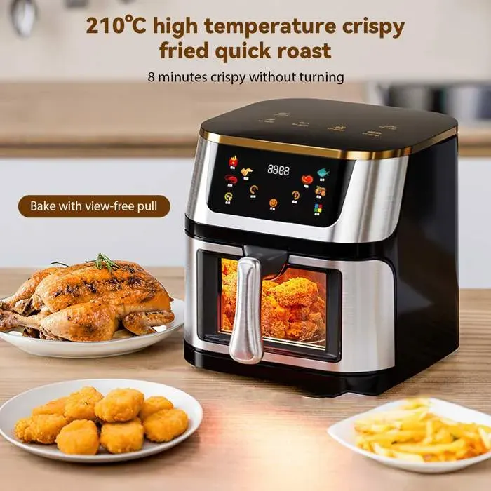 Friteuse à air avec four à toaster 12L écran tactile LED circulation dair chaud 2800W