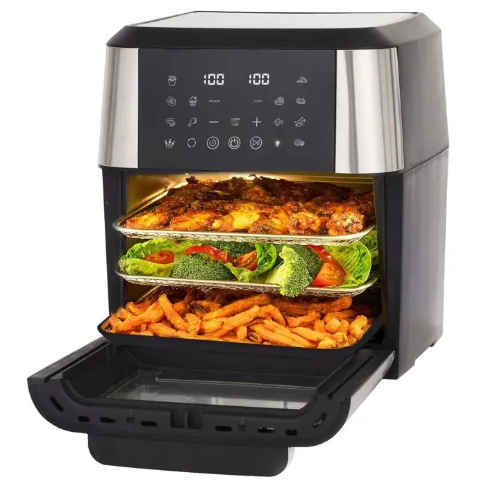 Friteuse à air chaud 12 L noir mini-four multifonction à écran tactile LED 12 fonctions rôtissoire