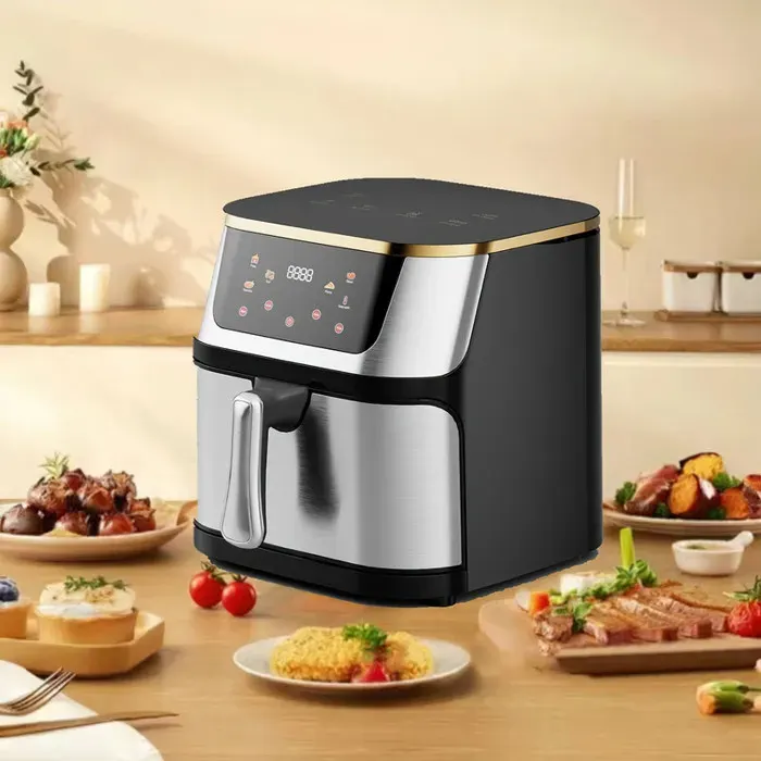 Friteuse À Air Chaud 12L En Acier Inoxydable Avec Écran Tactile Four À Air Chaud Multifonction 2800W Grande Capacité Familiale