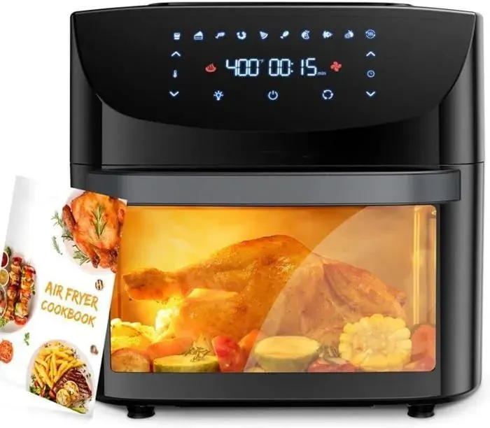 Friteuse à Air Chaud 18L Baloveby Friteuse Sans Huile Avec Fenêtre Ecran Tactile LED 10 programmes 1800 W Température Réglable