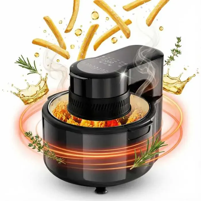 Friteuse à air chaud 5L 1200W multifonction avec fenêtre LED 8 programmes cuisson saine sans huile