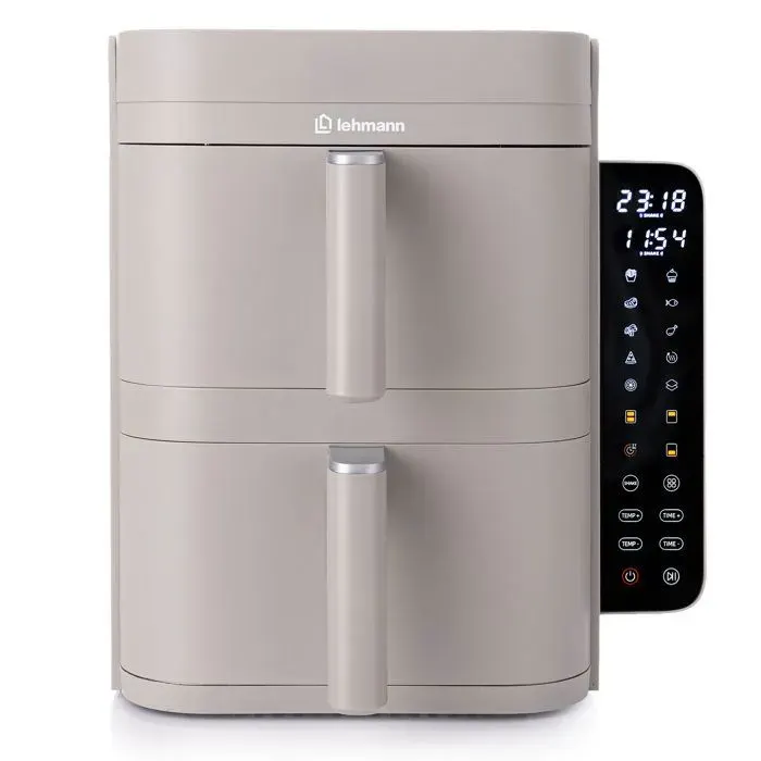 Friteuse à Air Chaud Double - Lehmann - Vibe Grey - 2800 W - 2 Zones - 12 L - Gris