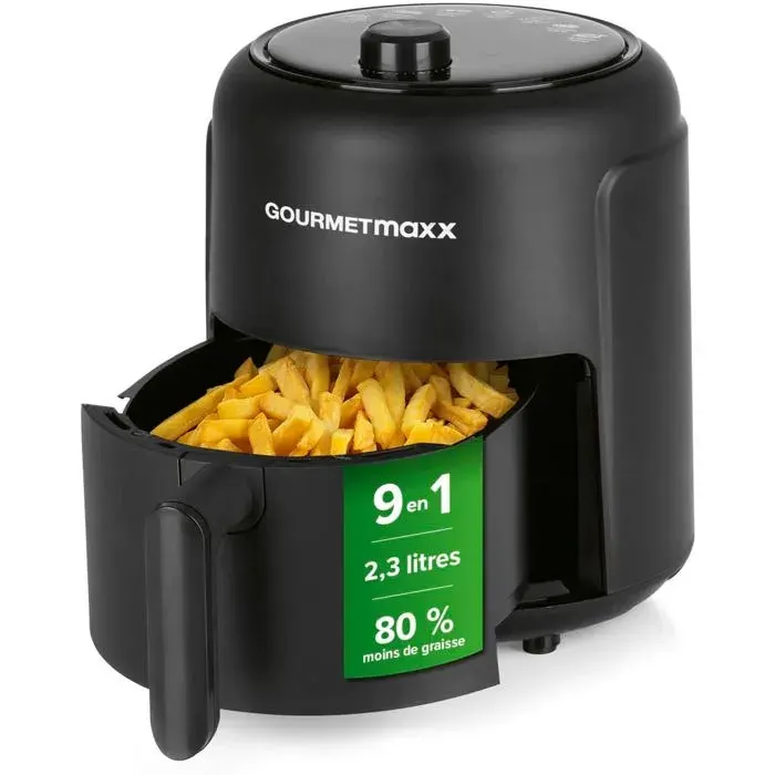 Friteuse à air chaud - GOURMETMAXX - 2.3L Hot Air Fryer - 23 L - 1000 W - AirFry sans huile — coloris Noire