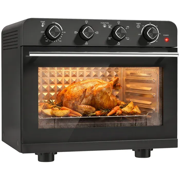 Friteuse à air chaud - HOMCOM - 36L - 1800W - rôtissoire plaque de cuisson panier de friture et grill - acier - 54x48x482cm - noir