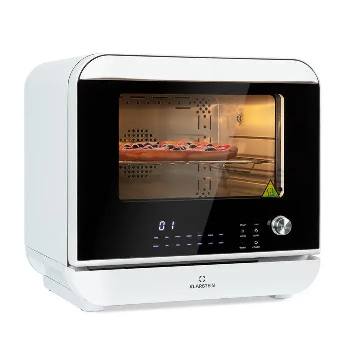 Friteuse à air chaud - Klarstein Vita Pro - avec cuisson vapeur - 2450 W - 18 L - 14 programmes - Réservoir deau 800 ml - Blanc