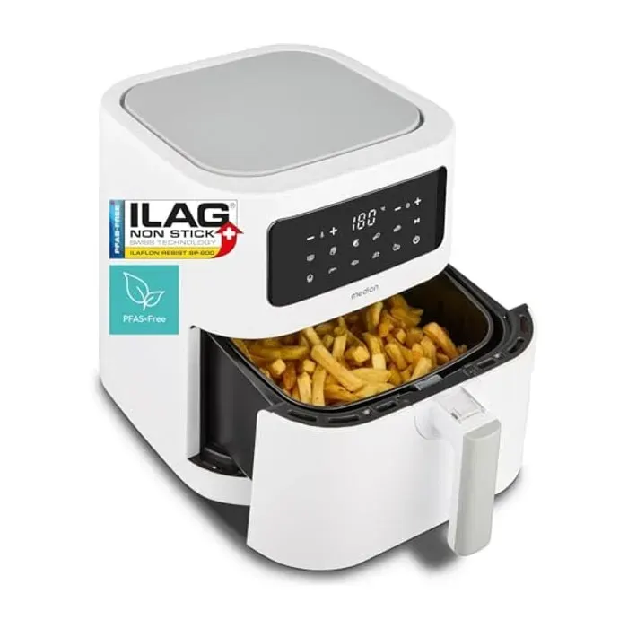 Friteuse à air chaud - MEDION - XXL 68 L - 2150 W - Double résistance inox - 9 programmes — coloris Blanc
