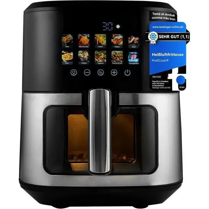 Friteuse à air chaud - ProfiCook - 65 L - 1700 W - Sans huile - Écran graphique multicolore