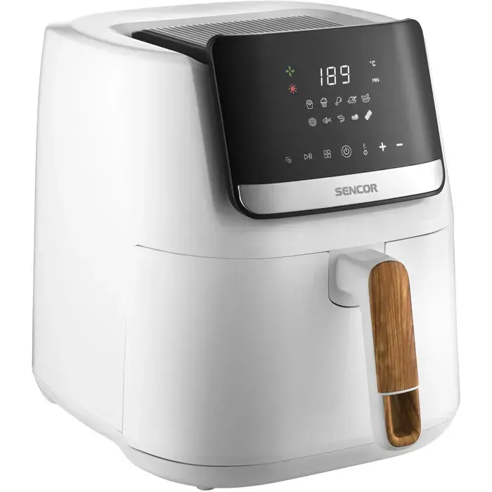 Friteuse à air chaud Sencor SFR 6551WH-EUE3 Vita - Prête en 3 min - Ne chauffe pas au toucher - Design bois - 65 L - Blanc