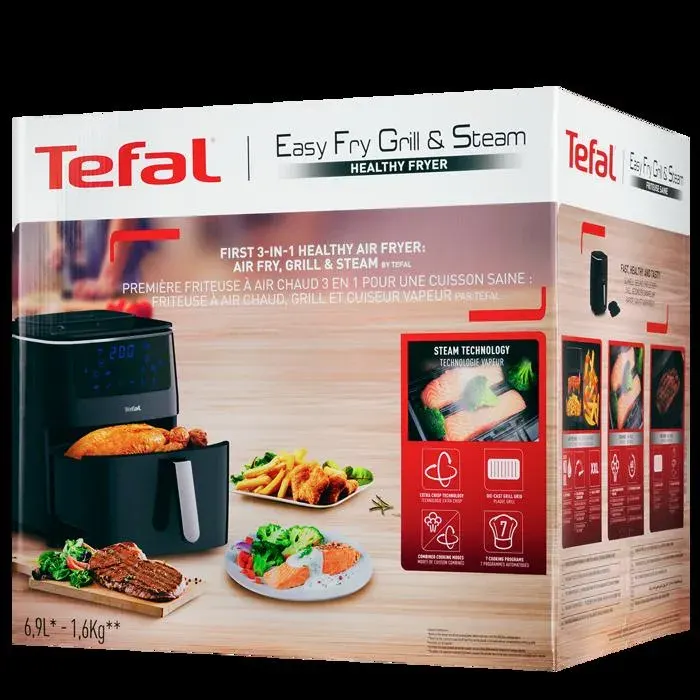 Friteuse à air chaud - TEFAL - Easy Fry Grill & Steam - 16 kg - 1700 W - 3 en 1