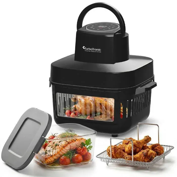 Friteuse à air chaud - TURBOTRONIC - TURBOTRONIC AFG6 - 6 L (XXL) - Cuve verre sans BPA - 7 programmes