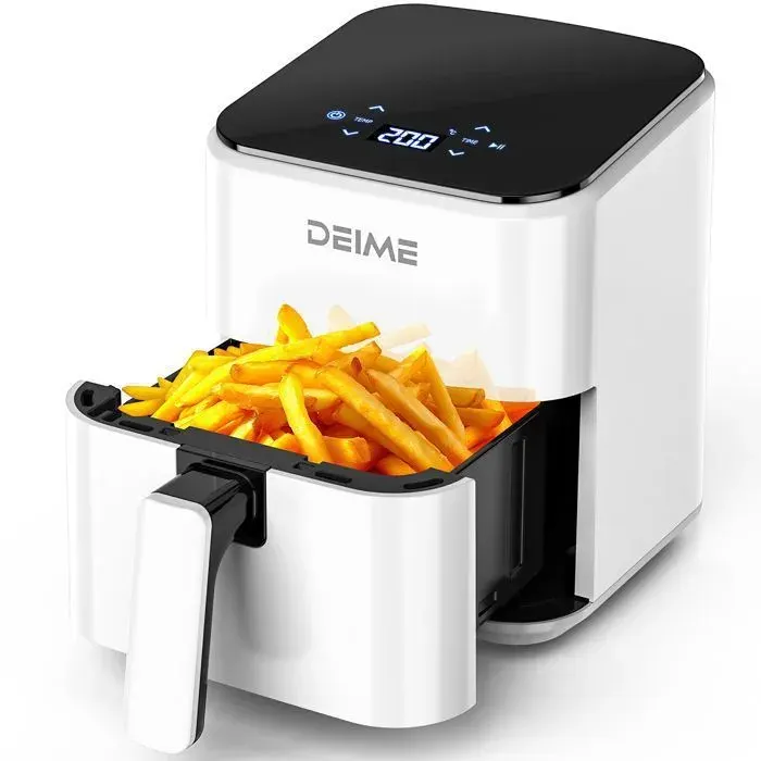 Friteuse à air DEIME - 2.5L Friteuse sans Huile - 1000W - Diététique et Compacte - Temps Réglable - Airfryer Blanc
