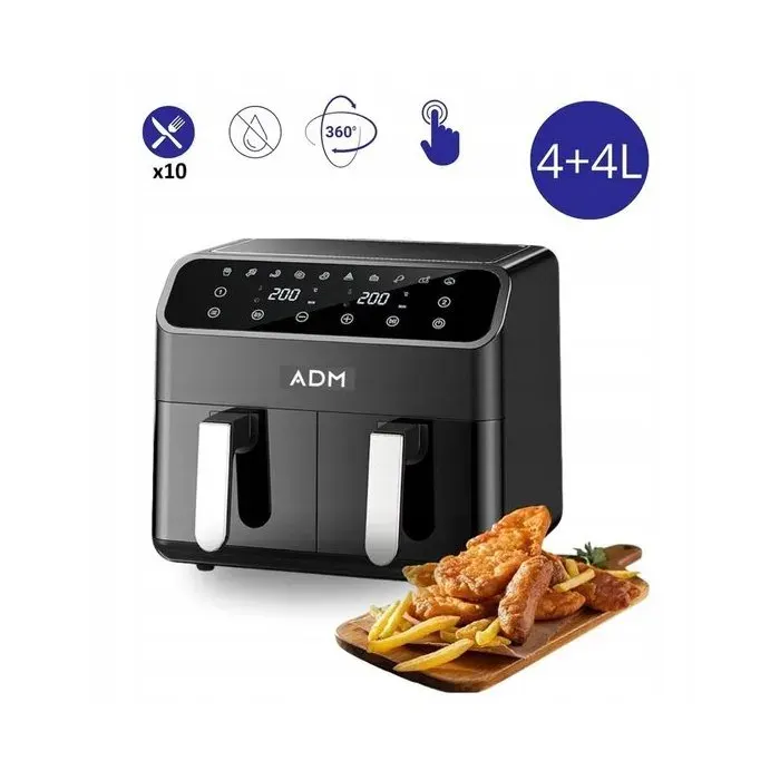 Friteuse à air double - ADM - 8L - 2000W - Écran tactile - Noire
