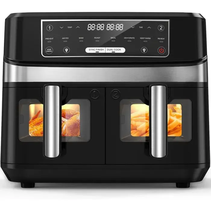Friteuse à air - ETHNICS ORIGINS - ETHNICS ORIGINS - 10 L - Double compartiment - 2600W — coloris Noir