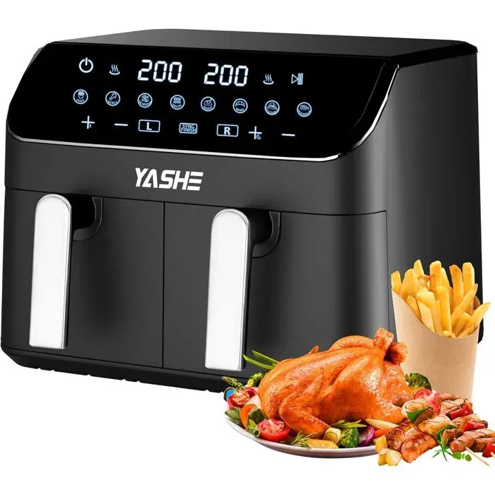 Friteuse à air - ETHNICS ORIGINS - ETHNICS ORIGINS - 9 L - 2 tiroirs - Écran tactile LED — coloris Noire