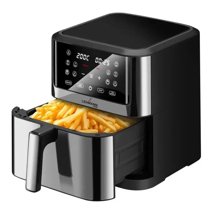 Friteuse à air - LEHMANN - Fresco - 1800W - 8L - Écran tactile - 10 fonctions préréglées