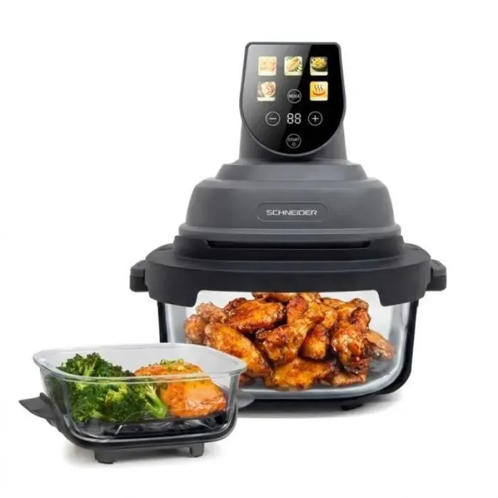 Friteuse à air panoramique -AF-40 - Puissance 1500W - 4L + 15L 2 plateaux en verre - Cuisson panoramique gris FRITEUSE ELECTRIQUE